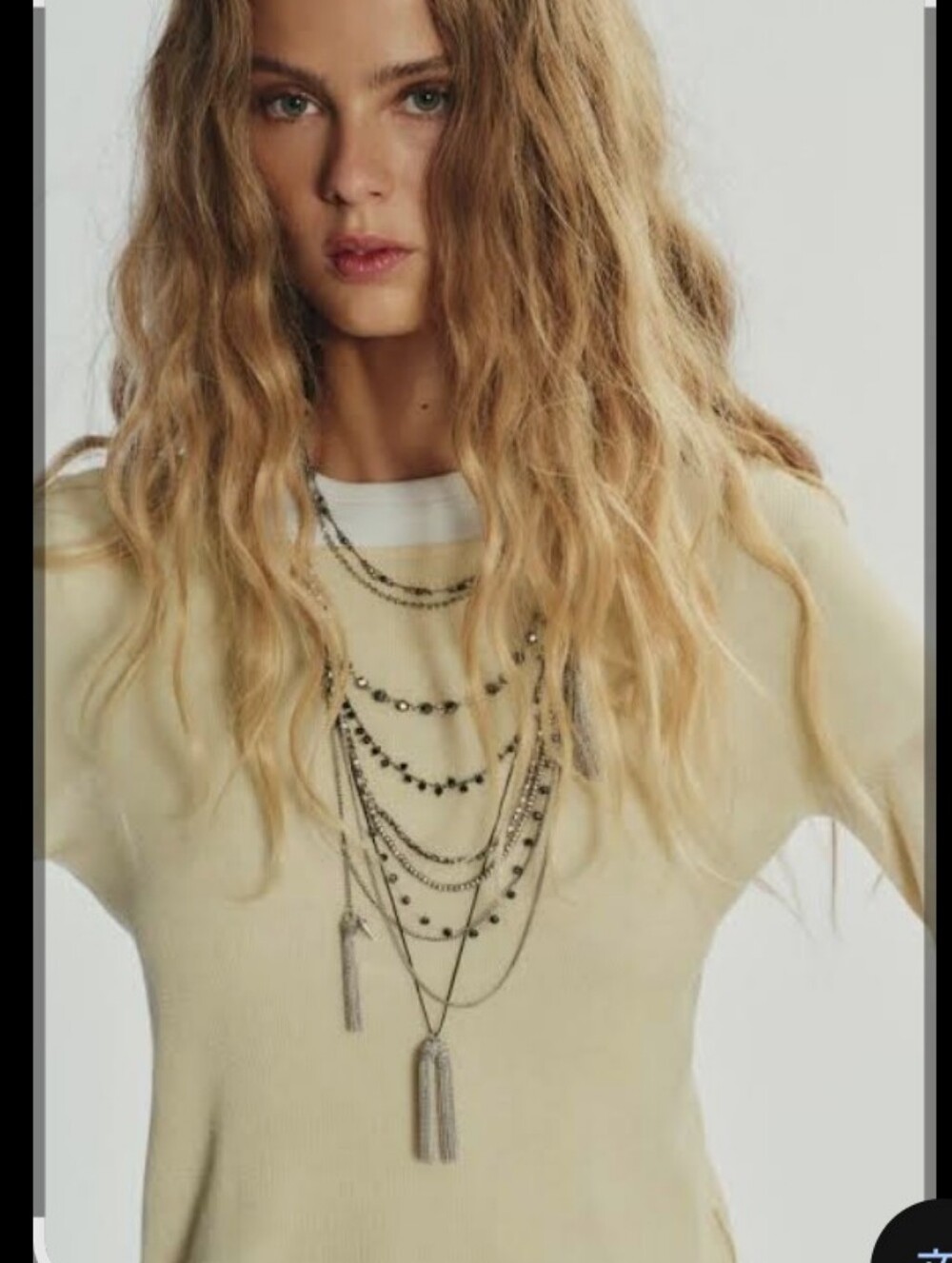 Zara Layered Gunmetal Tassel Necklace - Black Metallic